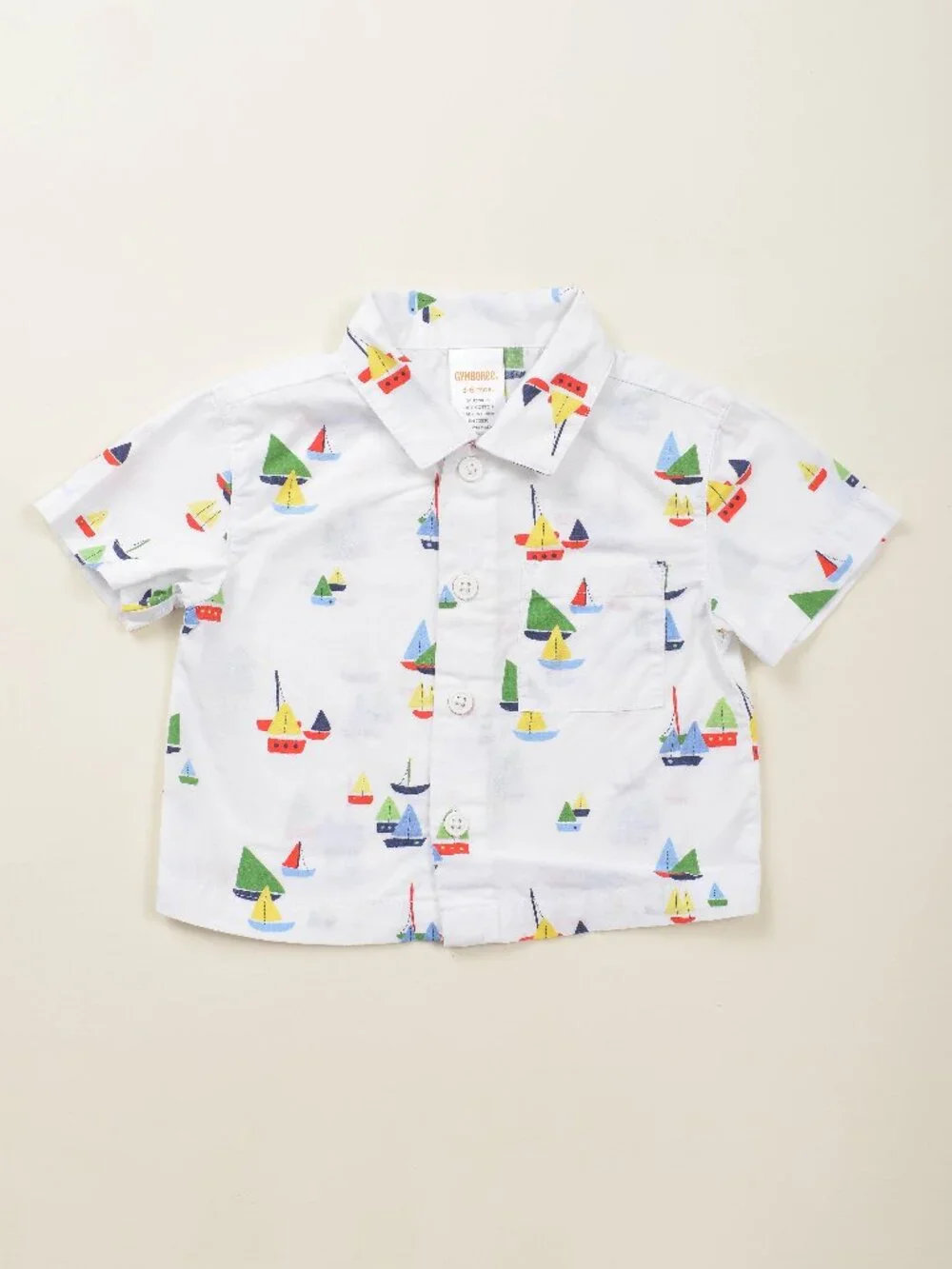 Gymboree Sailboat Print Nautical Cotton Button Down Shirt Baby Boy 3 - 6 month